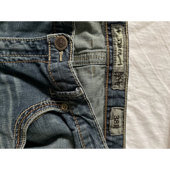 BKE Tyler Mens Distressed Bootcut Jeans Size 38x32 Blue Denim Cotton/Spandex - Picture 9 of 10